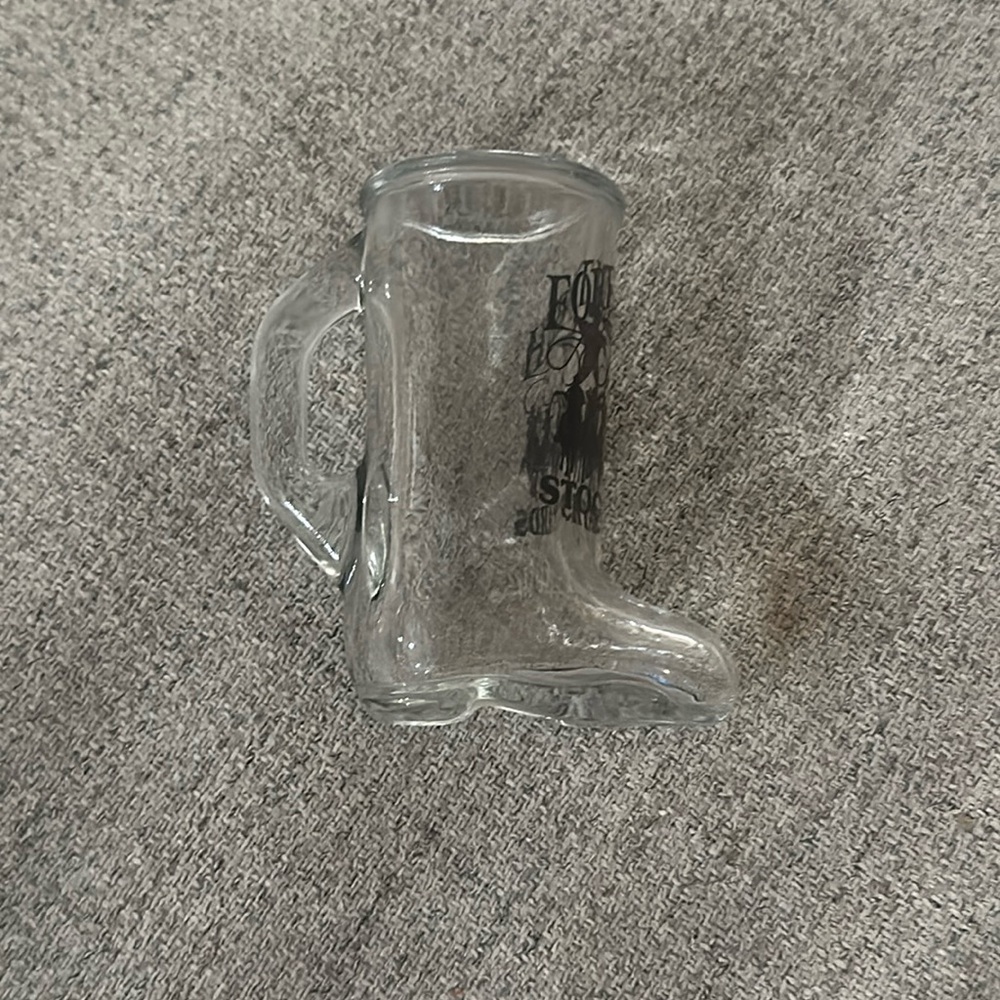 Vintage Fort Worth stockyards boot shaped shot glass with handle